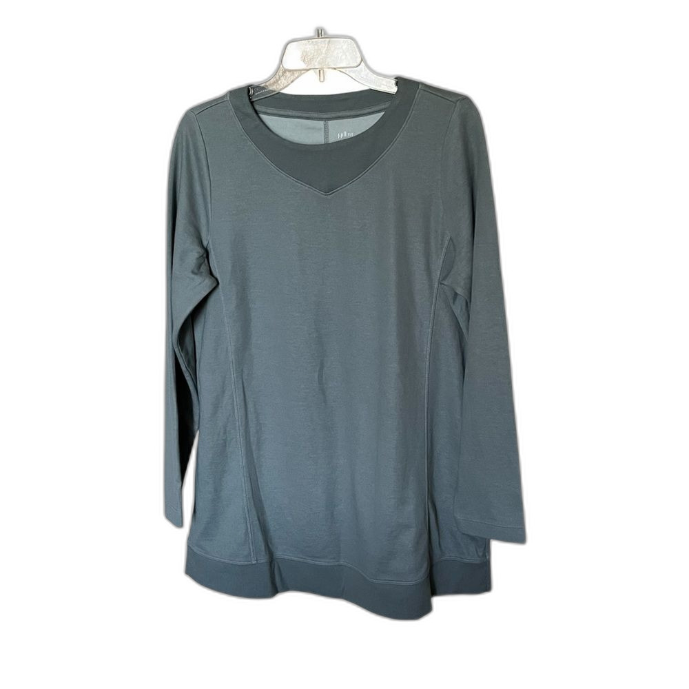 J. Jill Fit Green Long Sleeve Double-Knit Trimmed Tunic Shirt Top Size Medium